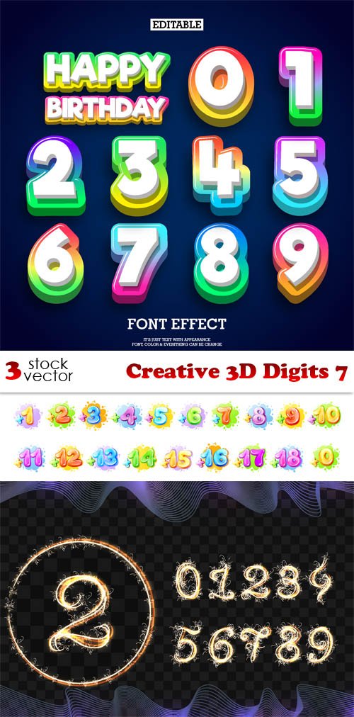 Vectors - Creative 3D Digits 7