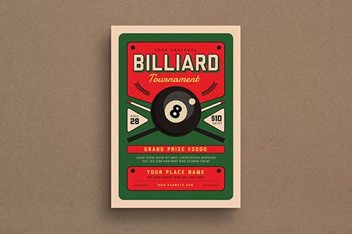 Billiard Night Tournament Event Flyer PSD