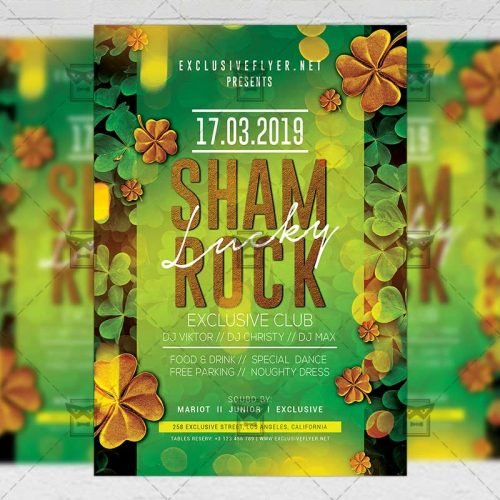 Seasonal A5 Template - Lucky Shamrock Night Flyer