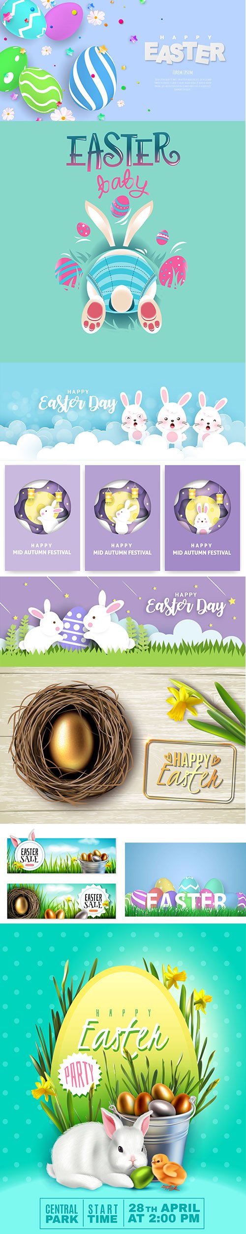 Happy Easter Banner and Illustration