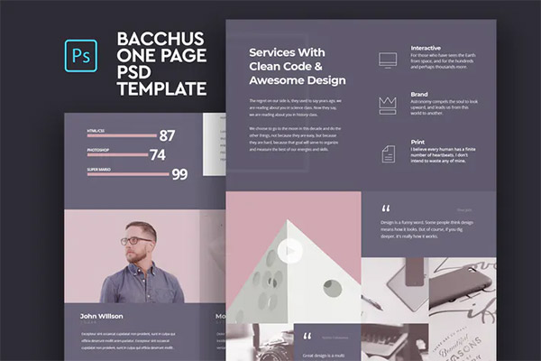 Bacchus - One Page PSD Template