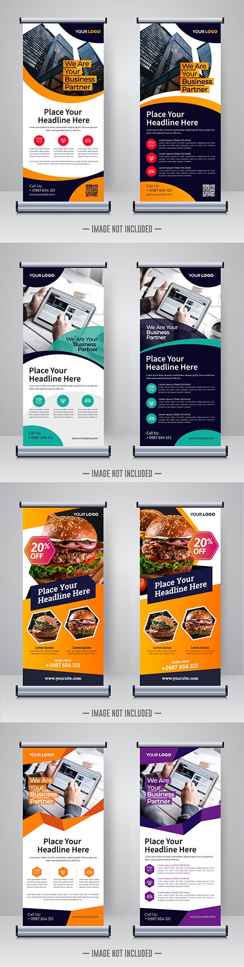 Modern corporate roll and banner design template