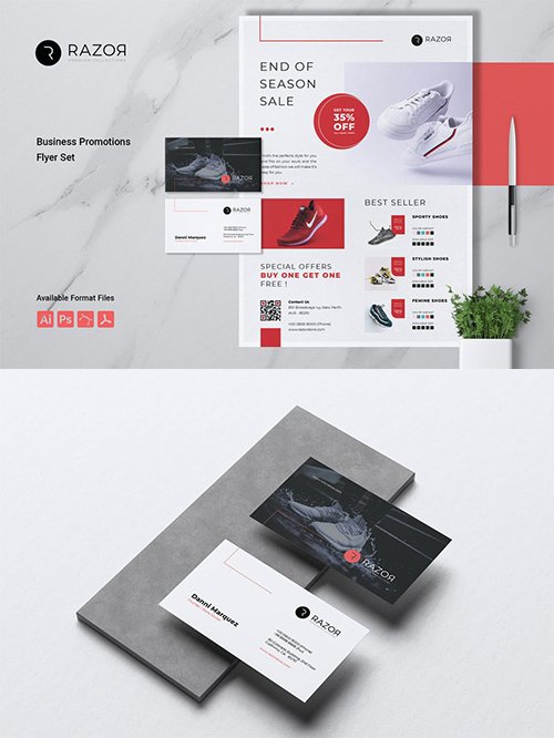RAZOR Shop Store Promotions Flyer & Business Card