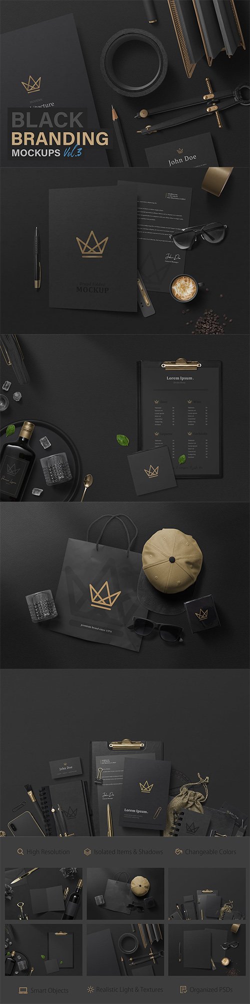Black Branding Mockups Vol.3 PSD