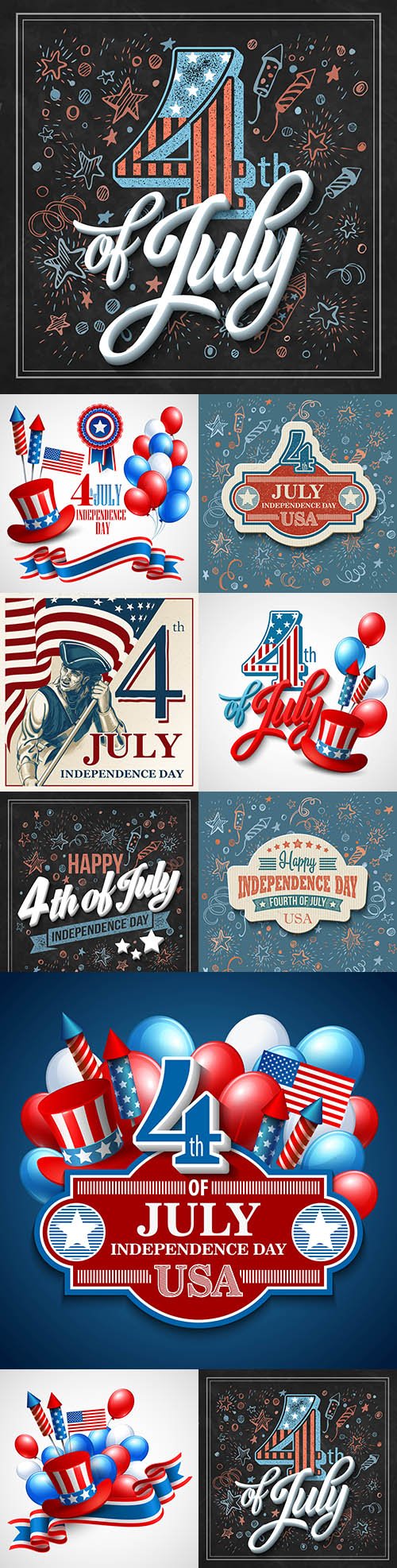 July 4 Independence Day America design illustrations