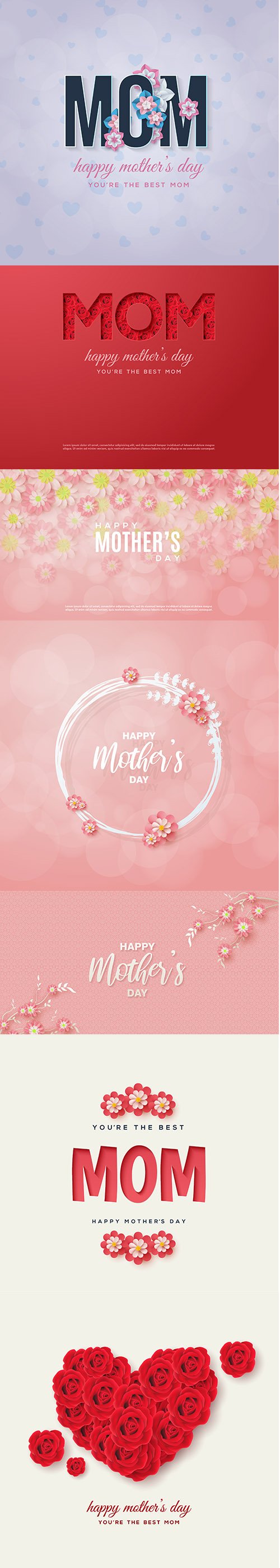Mothers Day Background with Text Illustrations Set