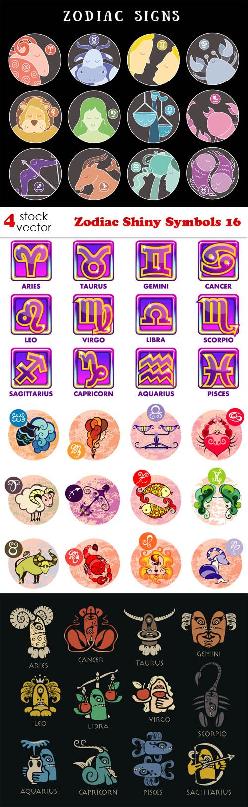 Vectors - Zodiac Shiny Symbols 16