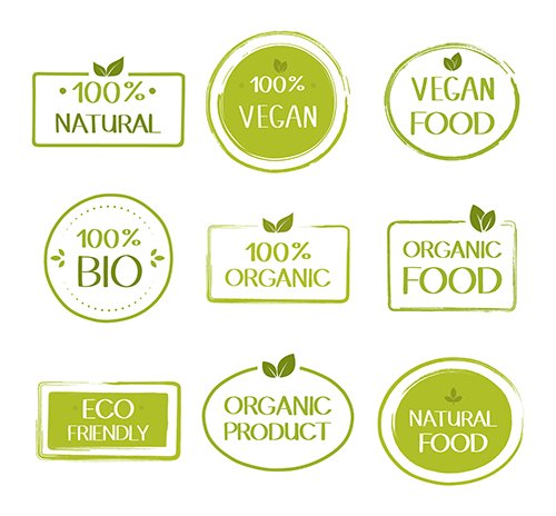 Organic Healthy Vegan Food Labels