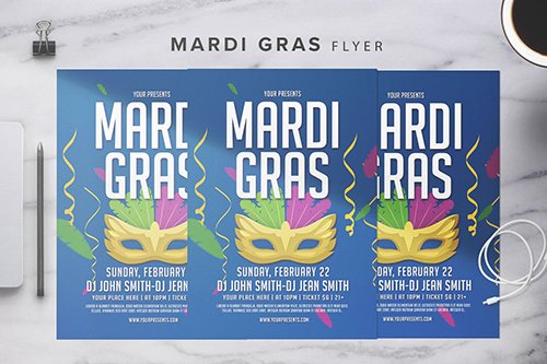 Mardi gras flyer PSD