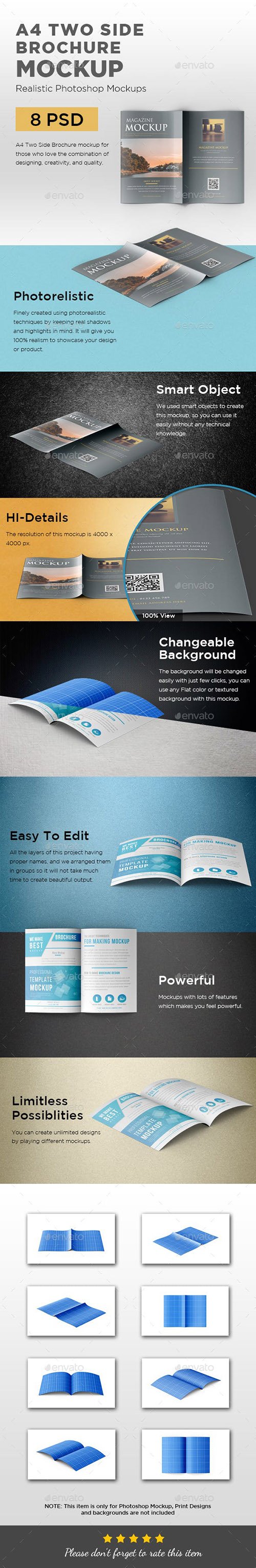 A4 Two Side Folded Brochure Mockup 23272099