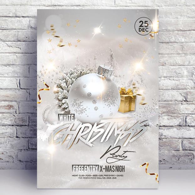 White Christmas Party - Premium flyer psd template