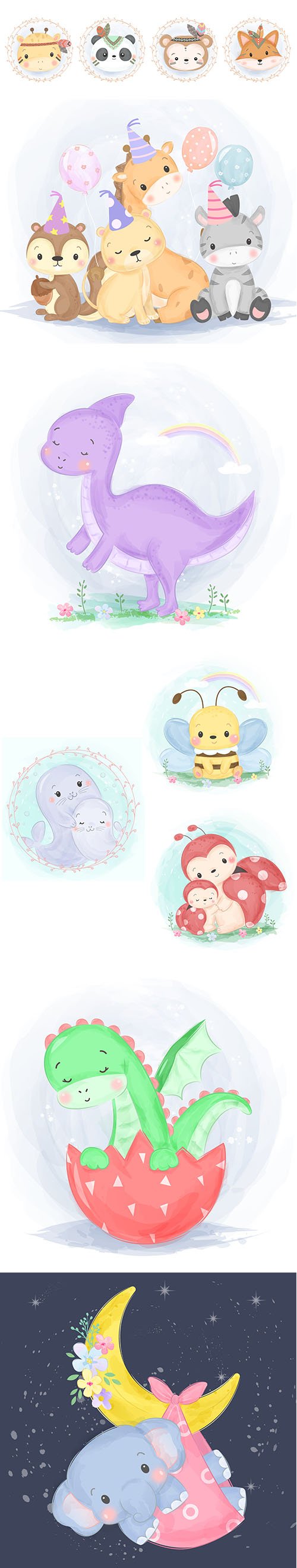 Adorable Baby Watercolor Illustrations