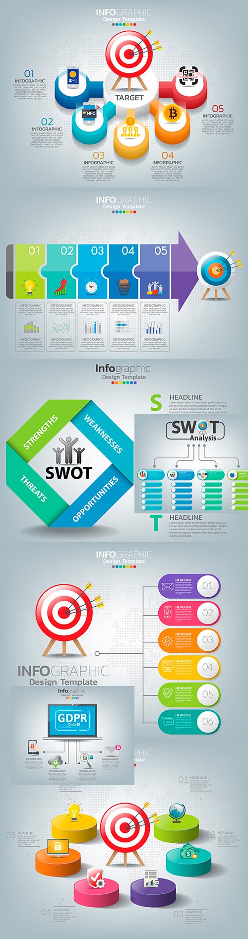 Business infographics options elements collection 145