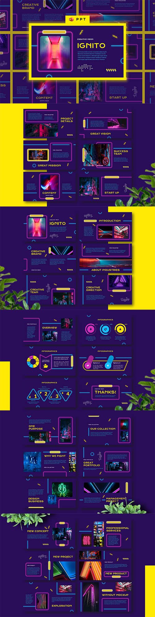 IGNITO - Neon Colour PowerPoint, Keynote and Google Slides Presentation