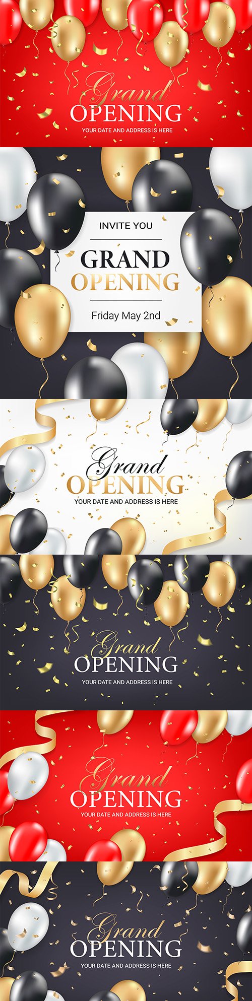 Grand opening design invitation ticket with balls