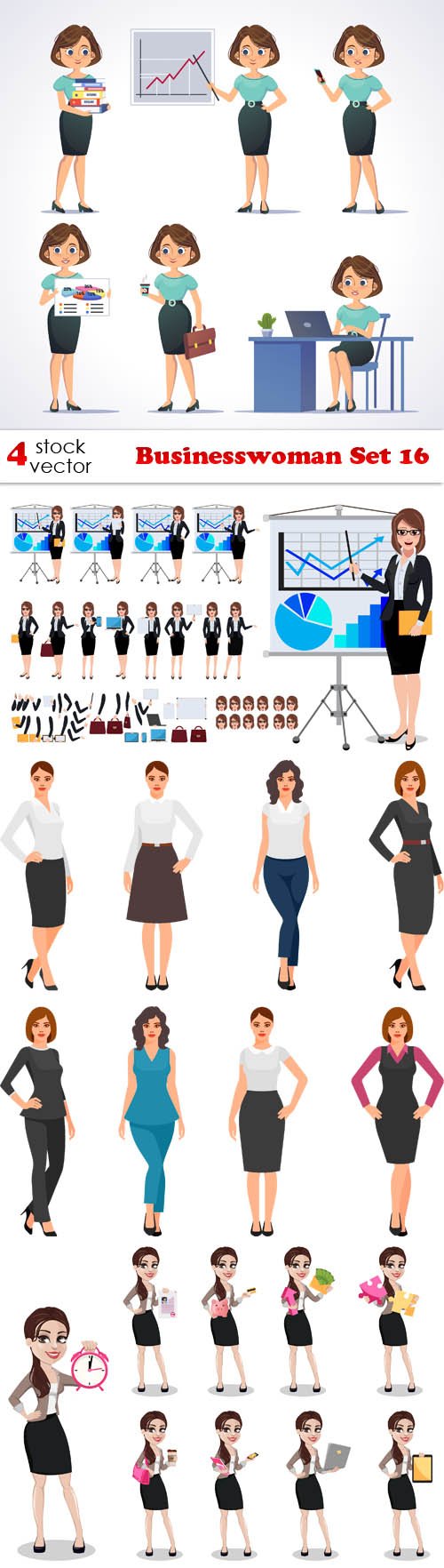 Vectors - Businesswoman Set 16