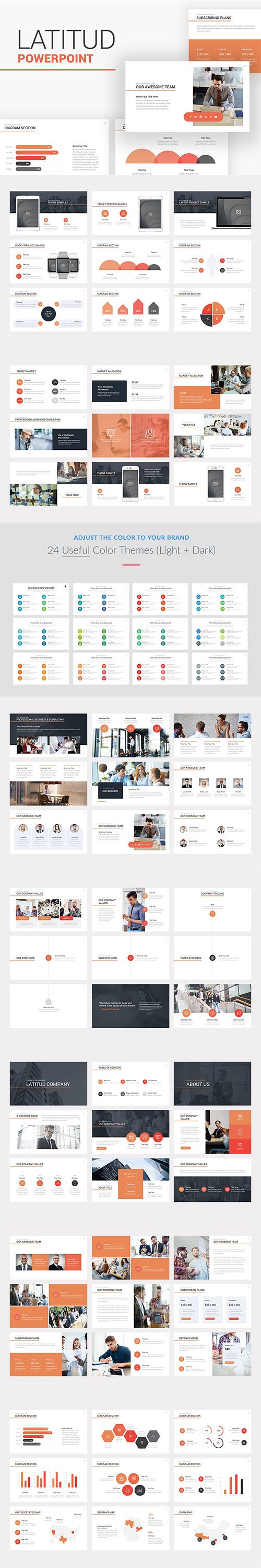 Latitud Business Pitch Deck Powerpoint, Keynote and Google Slides Template