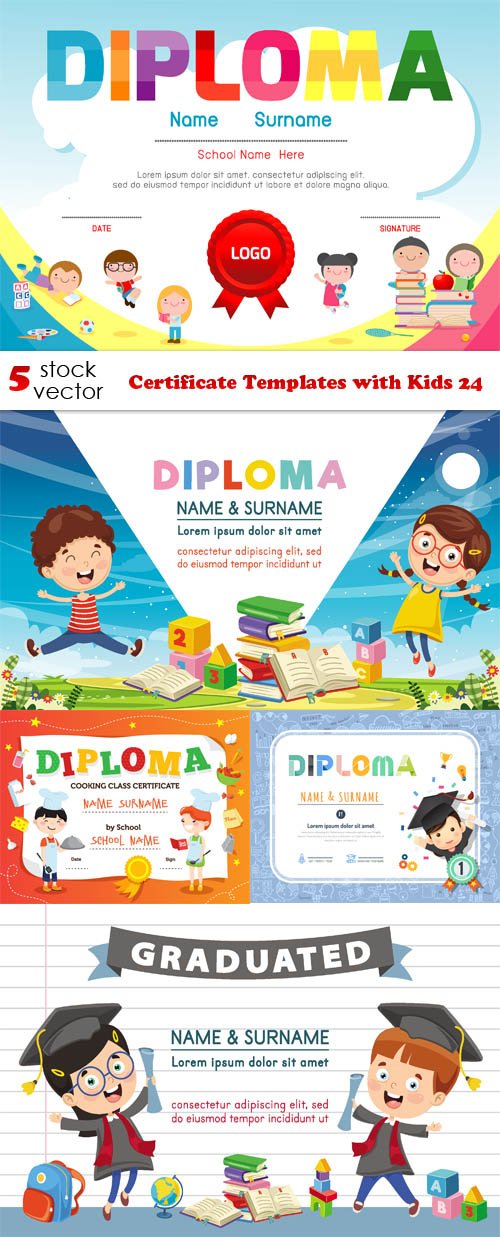 Vectors - Certificate Templates with Kids 24
