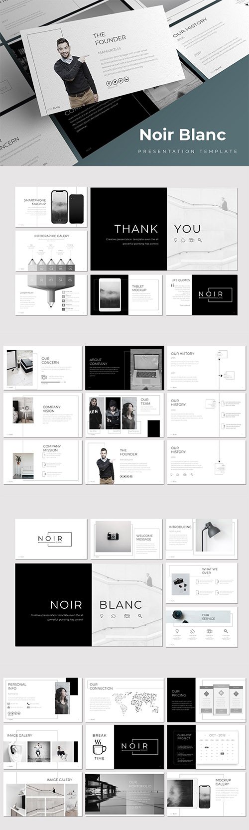 Noir Blanc - Powerpoint, Keynote and Google Slides Template