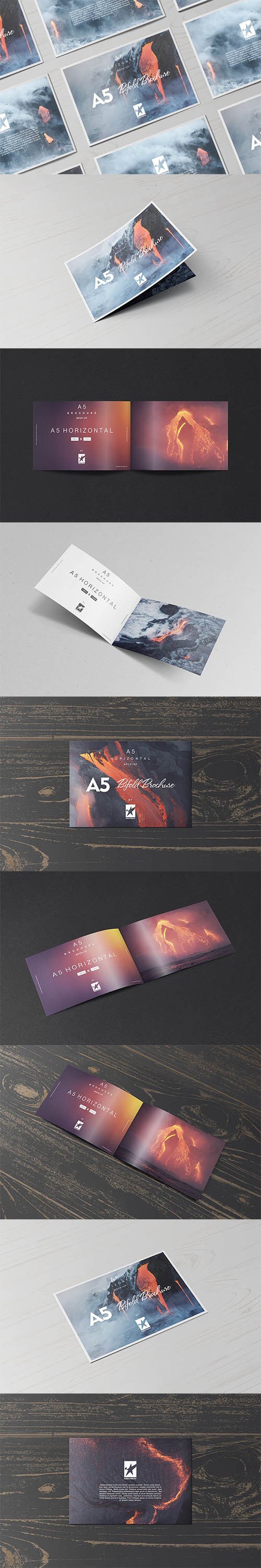 Bi-Fold A5 Horizontal Brochure Mock-Ups Vol.1