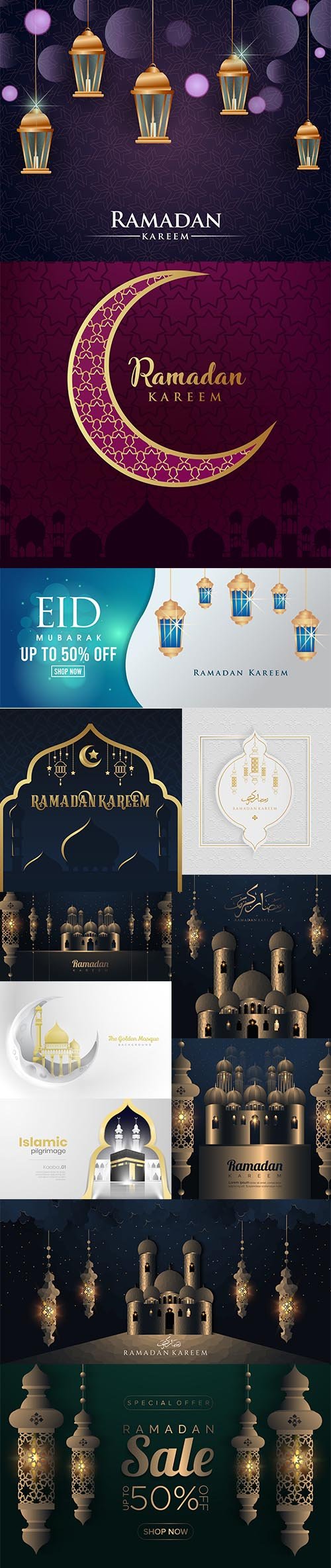 Ramadan Kareem Elegant Background Set