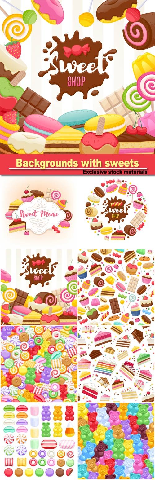 Vector backgrounds with sweets seamless texture