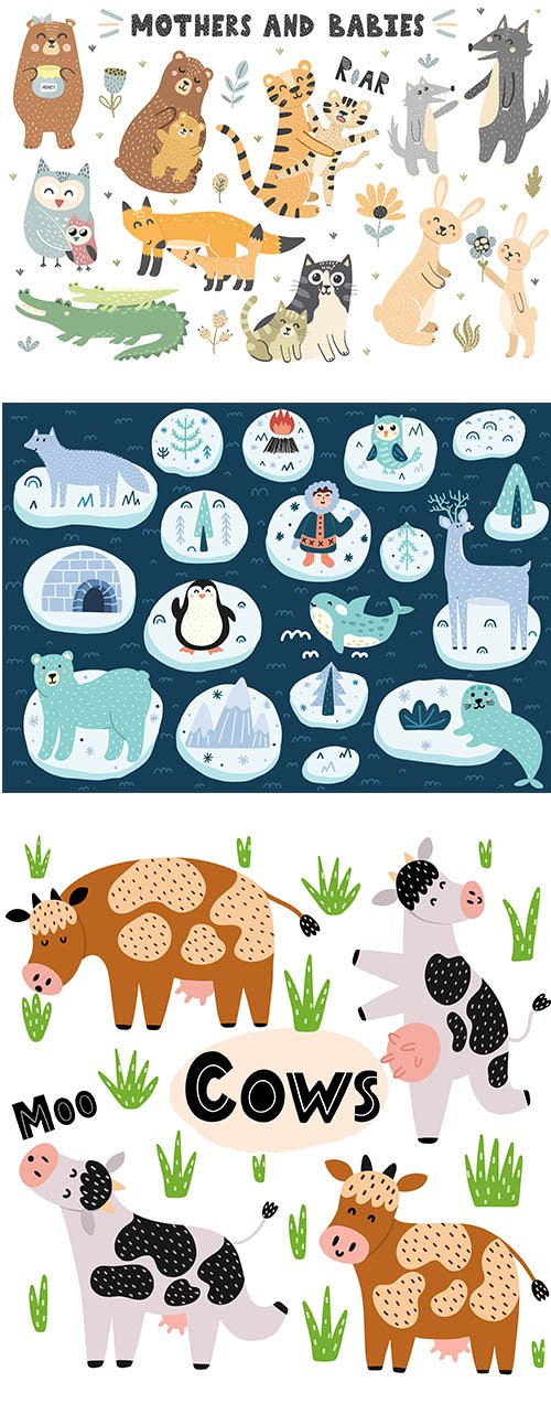 Cute Animals Vector Template