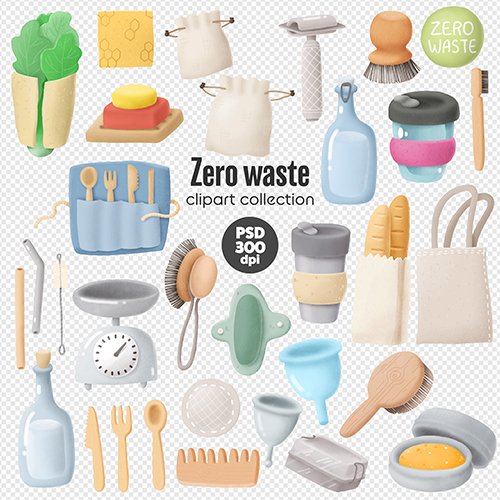 Zero Waste Clipart PSD Collection