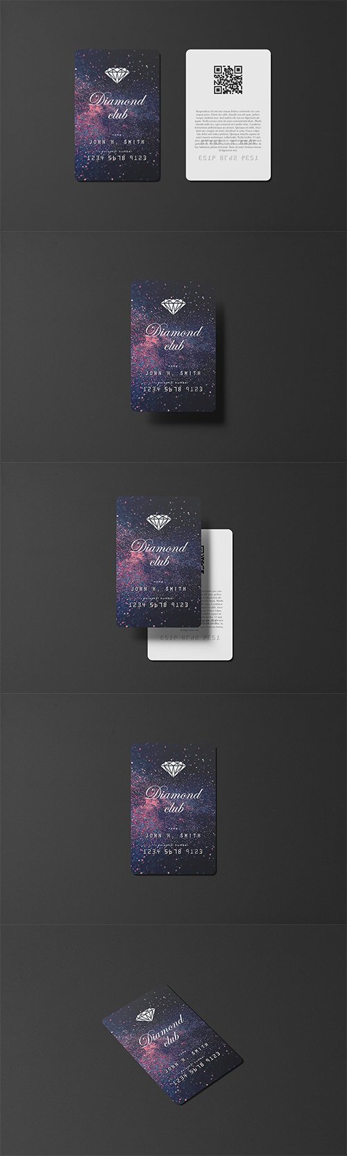 85x55 Portrait Credit / Discount Card Mockup PSD