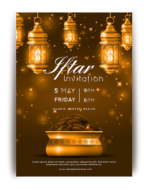 Invitations to Iftar design realistic template