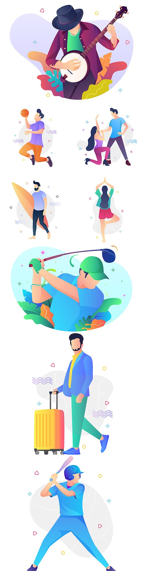 People and different lifestyles concept of illustration