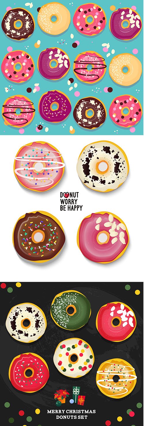 Donuts Seamless Pattern Set