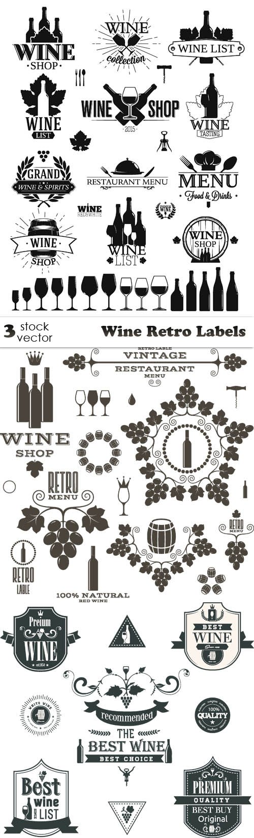 Vectors - Wine Retro Labels
