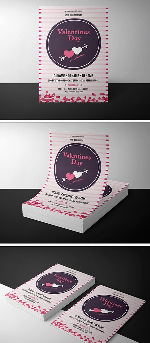 Valentine's Day Invitation Layout with Pink Stripes 246267447
