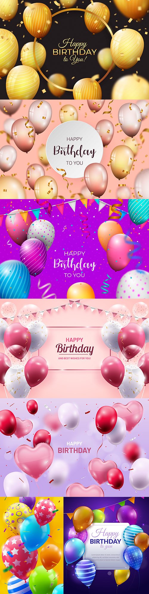 Happy birthday holiday invitation realistic balloons 8