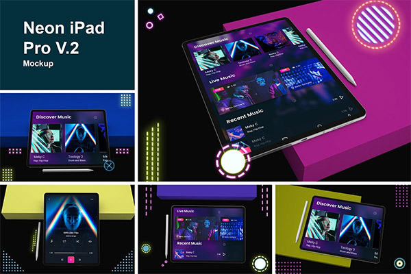 Neon iPad Pro V.2 Mockup