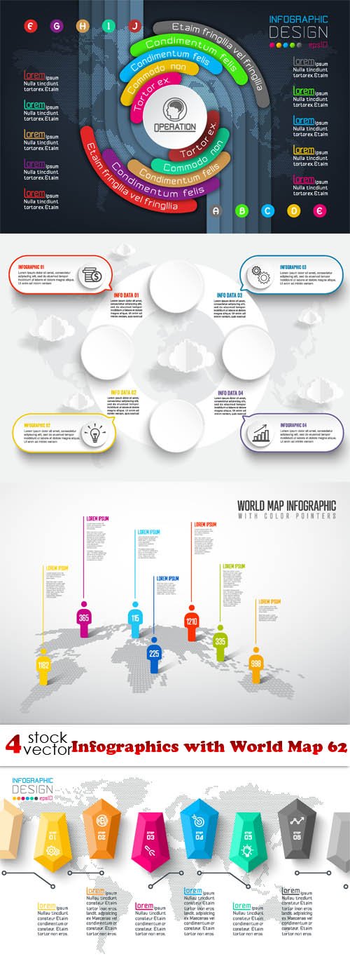 Vectors - Infographics with World Map 62