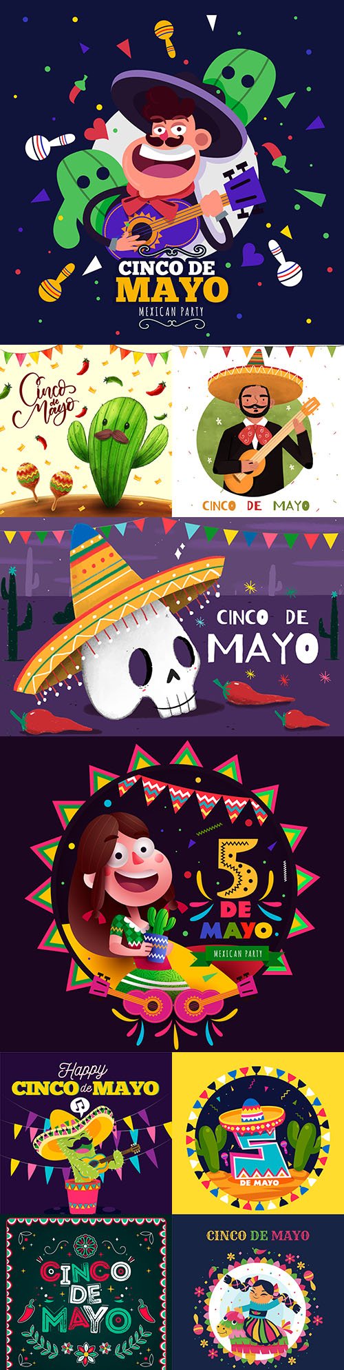 Synco de Mayo Mexican holiday premium illustration 2