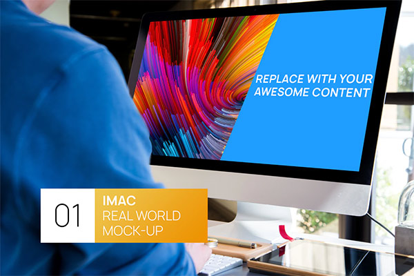 Person working on iMac Real World Photo Mock-up