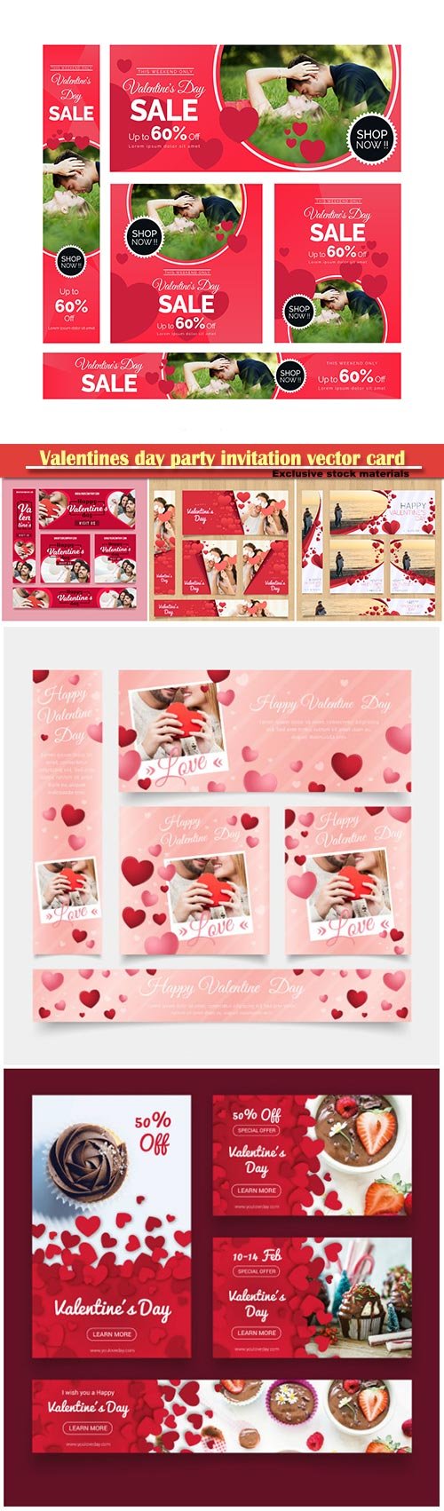 Valentines day party invitation vector card # 55