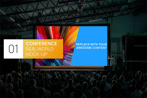 Download Conference Hall Dark Projector Real World Mock Up Mockups Free Psd Templates