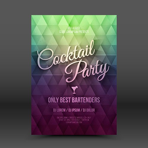 Flyer Leaflet Retro Design Cocktail Party