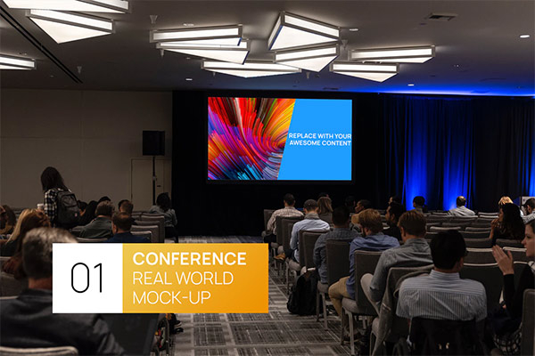 Dark Conference Hall Projector Real World Mock-up