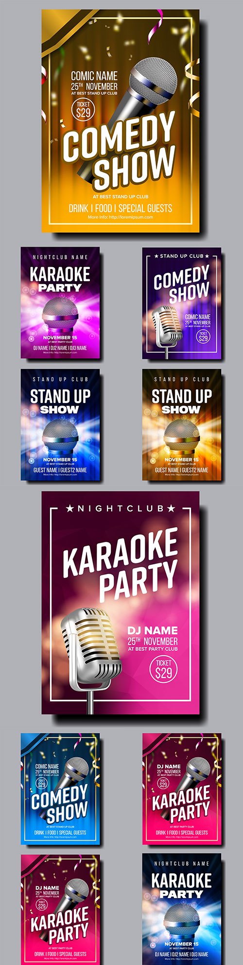 Poster invitation comedy show and Karaoke poster