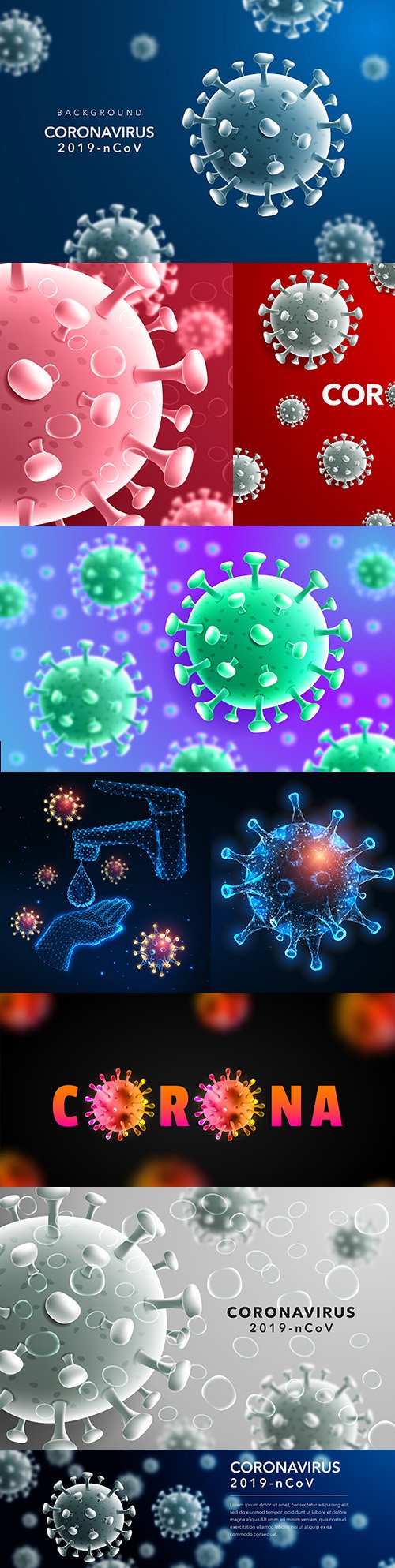 Coronavirus 2019-nkov background with coronyrus disease cells