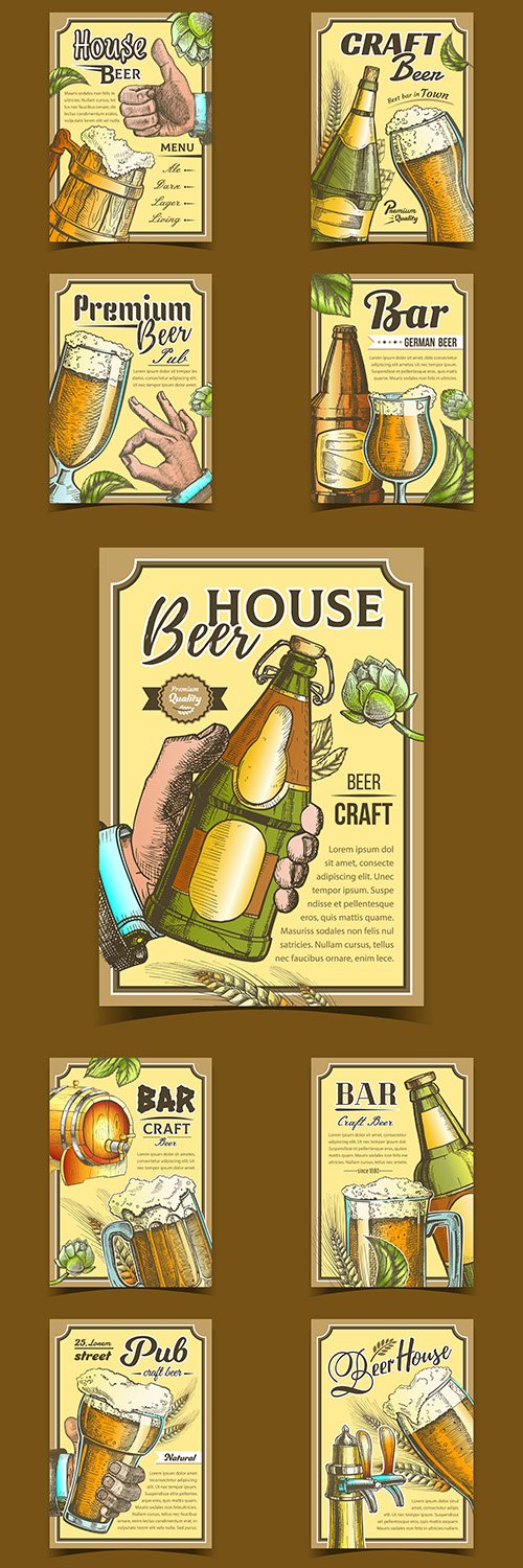 House beer pub menu promotional illustration