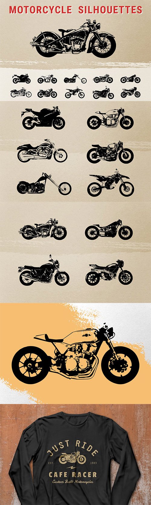 Vintage Motorcycle Silhouettes