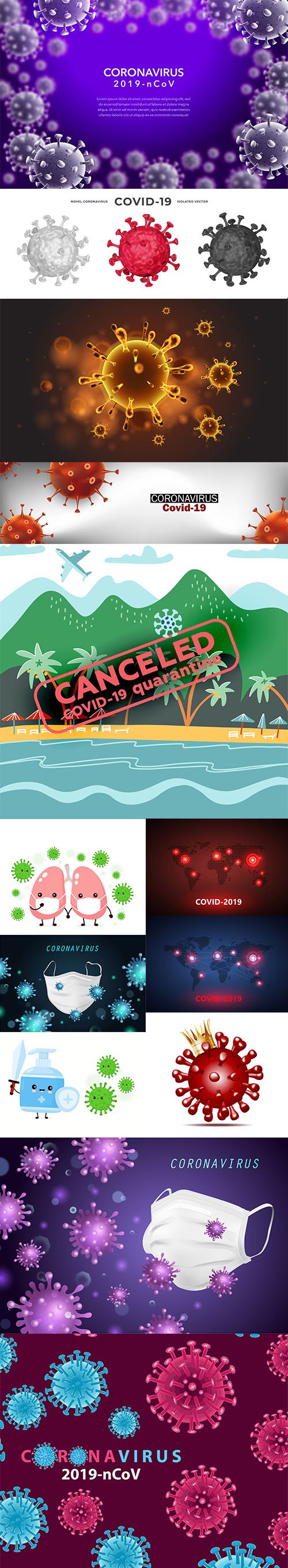 Coronavirus Covid-19 Virus Big Illustration Pack Vol 3
