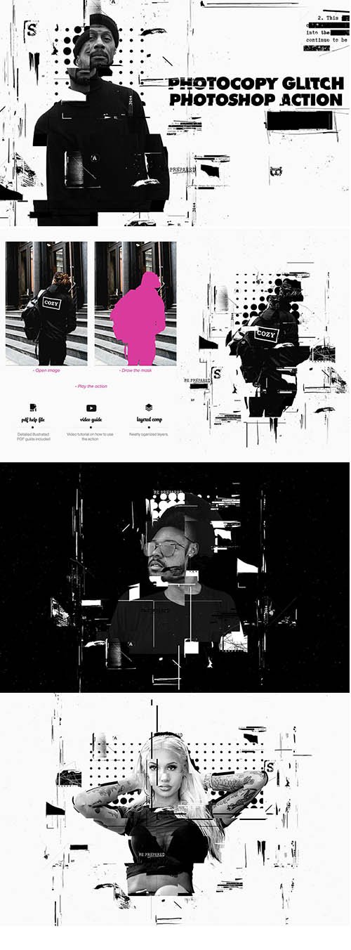 Photocopy Glitch Poster Photoshop Action