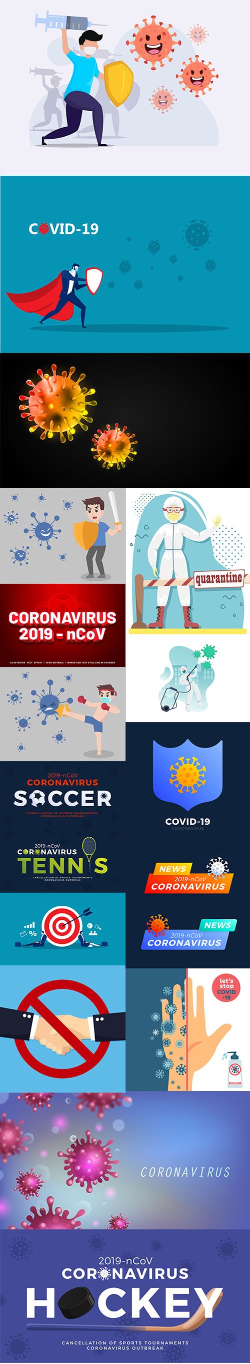 Coronavirus Covid-19 Virus Big Illustration Pack Vol 2